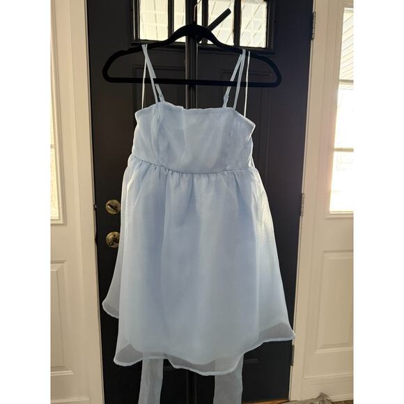 Charmed Hearts Light Blue Shimmer Bow Mini Dress Size Med - Picture 2 of 6